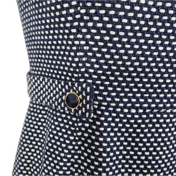 Shoshanna Women’s Angela Shift Navy White Metallic Tweed Dress Classic Size 0 - Picture 8 of 16